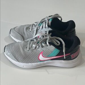 Nike Gray Sneakers with Pink and Teal Accents size 4